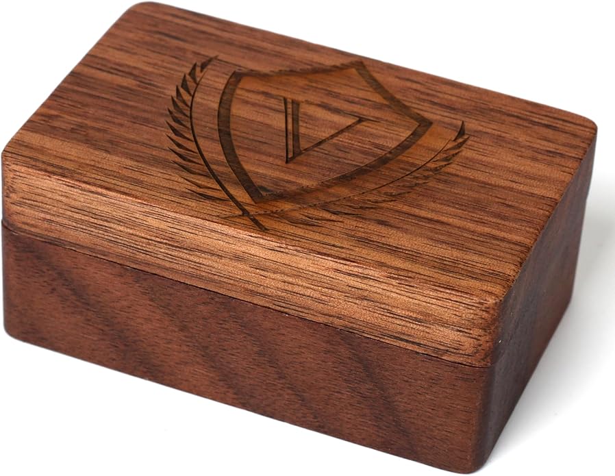 Mens Initial Cufflinks and Tie Clip A-Z Alphabet Letter Black Stainless Cuff Links Tie Bar with Engraved Walnut Wood Box Groom Groomsman Wedding Set