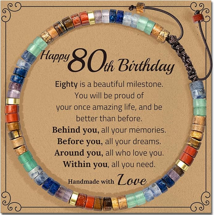 30th 40th 50th 60th 70th 80th Birthday Gifts for Women, Natural Stone Bracelet Birthday Gifts for Mom Daughter Grandma Sister Friends Coworker