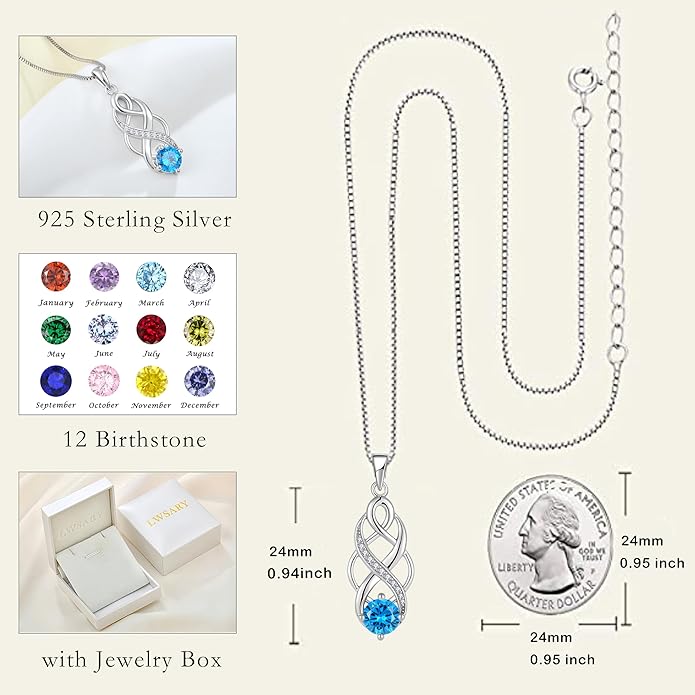 Infinity Celtic Knot Necklace 925 Sterling Silver Irish Pendant Birthstone Jewelry for Women