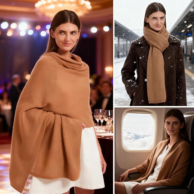 Erdenech Luxury Cashmere Wool Blend Wrap for Women, All-Season Travel Wrap Shawl, Extra Large Blanket Shawl Scarf Pashmina