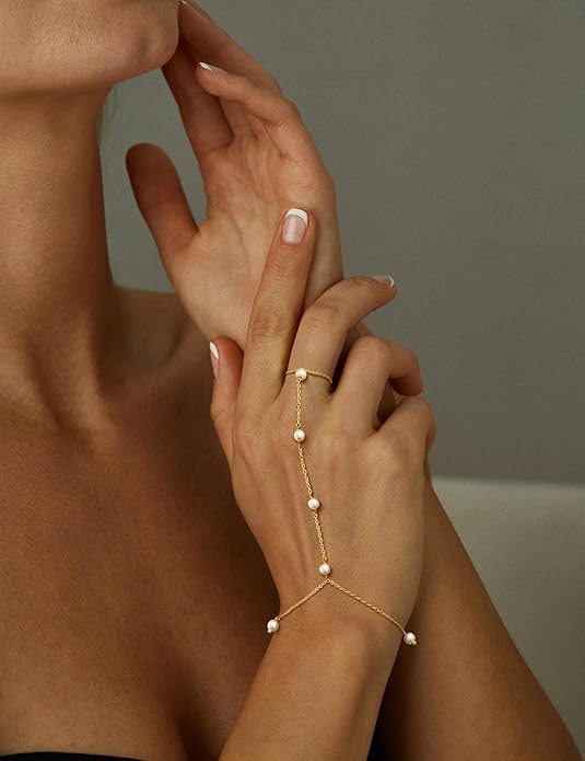 Hand Chain Bracelet for Women, Finger Ring Bracelets for Women Trendy, Dainty Simple Waterproof Bracelet Fashion Jewelry for Women