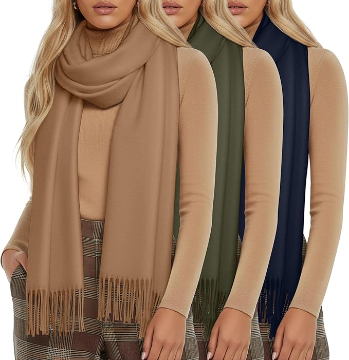 Oakgarden 3 Pack Winter Scarf for Women Pashmina Scarves Shawl Wraps Bridesmaid Gifts for Evening Dresses
