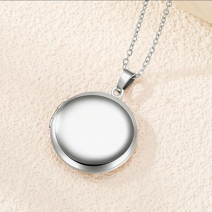 PHOCKSIN Personalized Locket Necklace for Women Photo Necklace with Customized Picture Birth Flower Birthstone New Years Gifts for Women