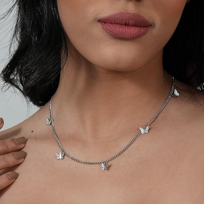 Dainty Gold Butterfly Bow Necklace for Women,18k Gold Plated Choker Necklaces for Women Waterproof & Daily & Simple, Gold Jewelry for Women