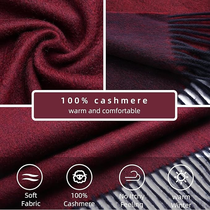 HOTDAY Cashmere Scarf - Winter Warmer With Double-sided Solid Color, Water Wave Pattern
