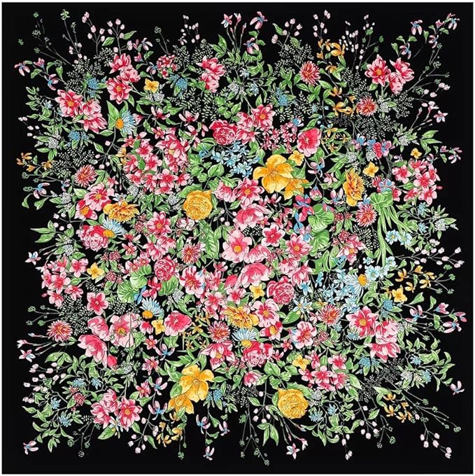 ANDANTINO 100% Mulberry Silk Square Scarf for Hair-25.6" X25.6'' Women Men Natural Silk Neckerchief Digital Printed Headscarf