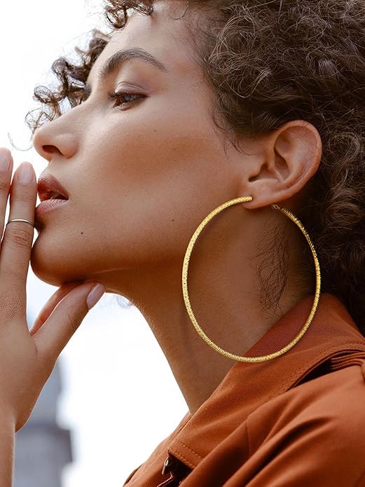 PROSTEEL 30/40/60/80/100mm Chunky Hoop Earrings For Women Gold Plated/Black Stainless Steel Hoops Earrings Statement Jewelry