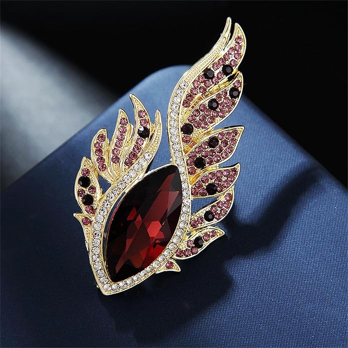 Rhinestone Feather Brooches for Women Men,Vintage Animal Peacock Pin Gold/Silver/Blue/ Crystal Diamond Lapel Pins Fashion Enamel Feather Leaf Brooch Elegant Dress Coat Pin Decor Wedding Christmas Birthday Jewelry