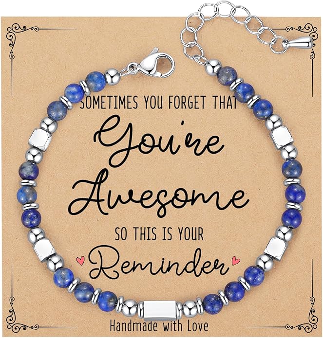 Tiny Gemstone Beaded Bracelets for Women Teen Girls, You are Awesome Jewelry Gifts for Women, Friends, Sister, Mom, Daughter...