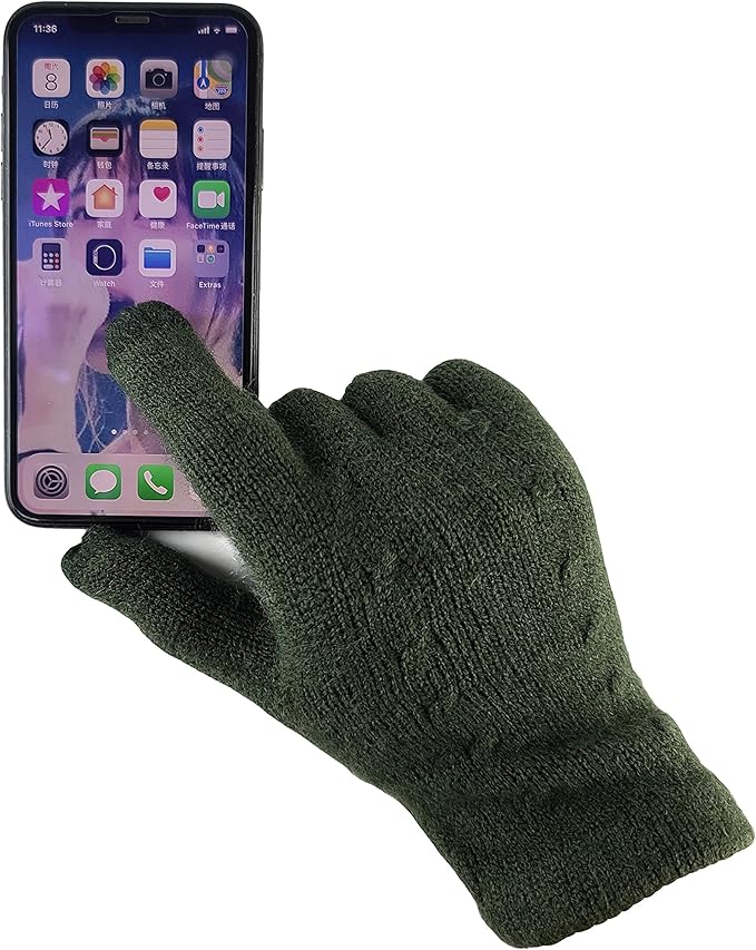 BRUCERIVER Women's Ultra Soft Knit Scarf & Glove Set Touchscreen Function Cable Design