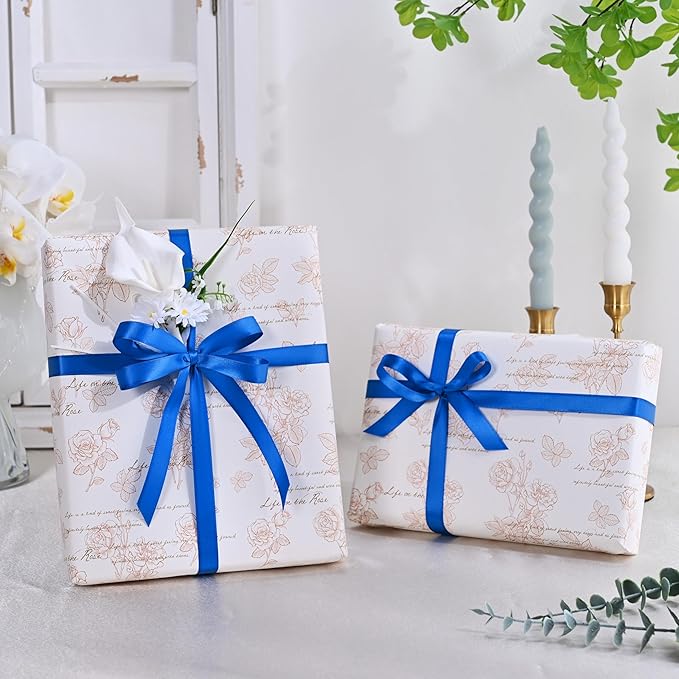 LEEQE Double Face Royal Blue Satin Ribbon 1/2 inch X 50 Yards Polyester Royal Blue Ribbon for Gift Wrapping Very Suitable for Weddings Party Invitation Decorations and More