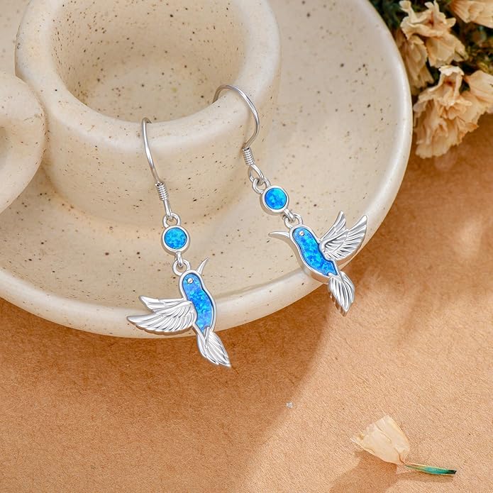 PROESS Turquoise Earrings 925 Sterling Silver Owl/Dragonfly/Butterfly/Hummingbird Earrings Butterfly Jewelry Gifts for Women Christmas Mothers Day