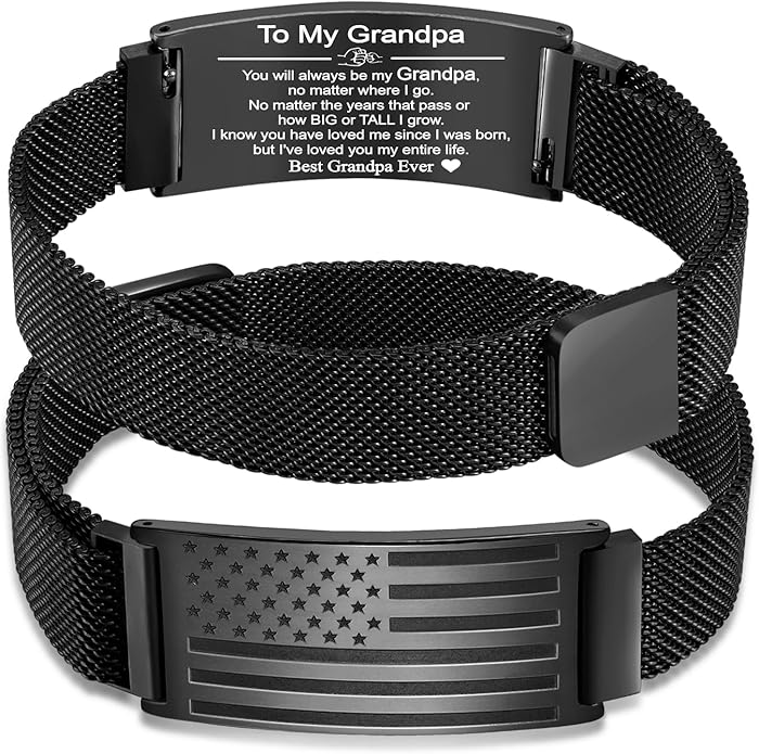 Bracelet for Men/Husband/Uncle/Bonus Dad/New Dad/Papa/Stepdad,American Flag Bracelet Fathers Day Valentines Christmas Jewelry Gifts,Adjustable Size