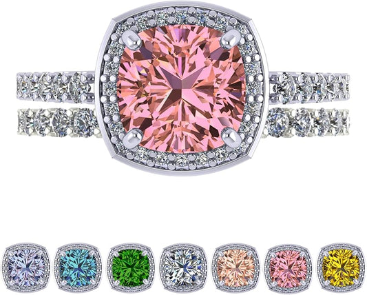 NANA Jewels Sterling Silver Engagement Rings for Women - Choose Simulated Morganite, Citrine, Aquamarine & More