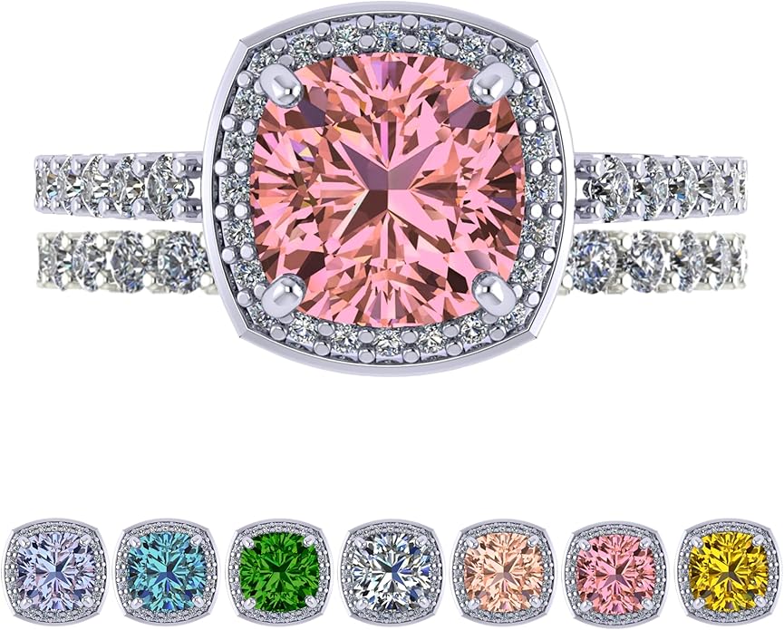 NANA Jewels Sterling Silver Engagement Rings for Women - Choose Simulated Morganite, Citrine, Aquamarine & More