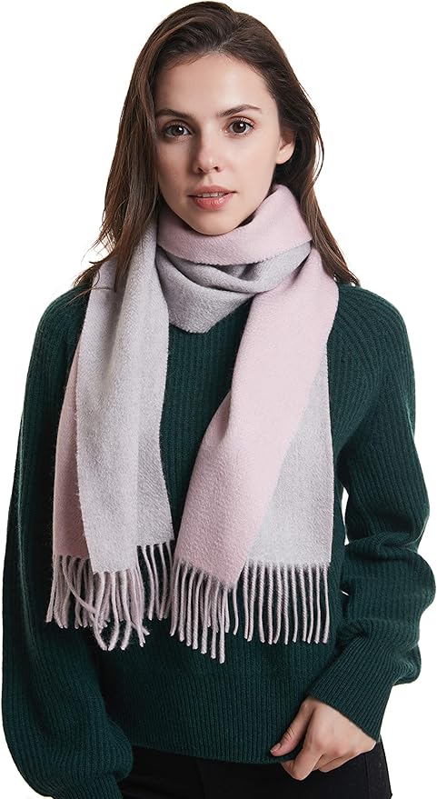 EURKEA 100% Cashmere 2025 Winter Scarf for Women Fringed Edges Warm & Soft Lightweight Solid/Plaid/Two-Tone Free Size