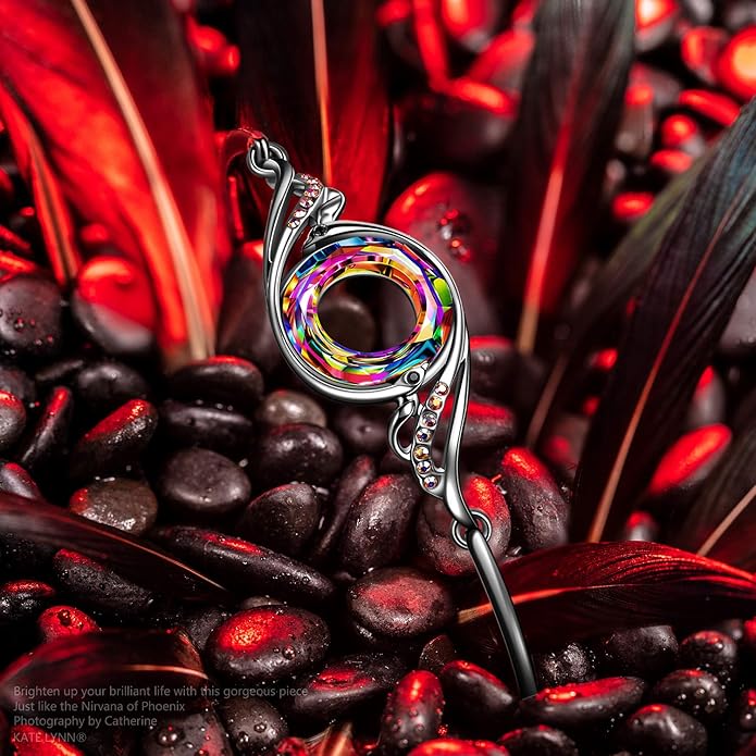 Kate Lynn "Rise From the Ashes" Phoenix Bracelet Made with Crystals from Austria, Adjustable Bangle Bracelet for Women 7"+2", Packaged with Jewelry Box, Birthday Gift for Women, Symbol of Luck and Renewal