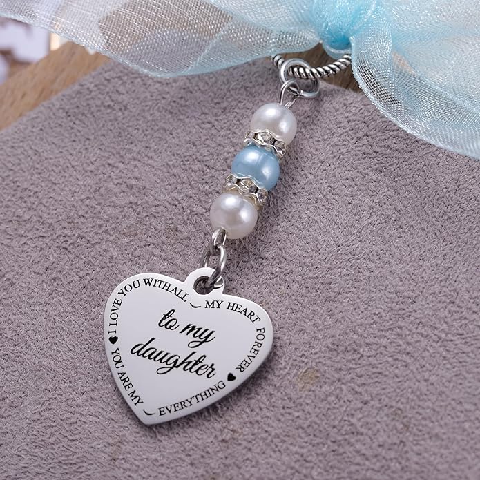 Ralukiia Something Blue Charm Gift for Bride from Mom and Dad, Blue Bridal Bouquet Charm, Daughter Wedding Gifts from Parents, Bridal Shower Gift