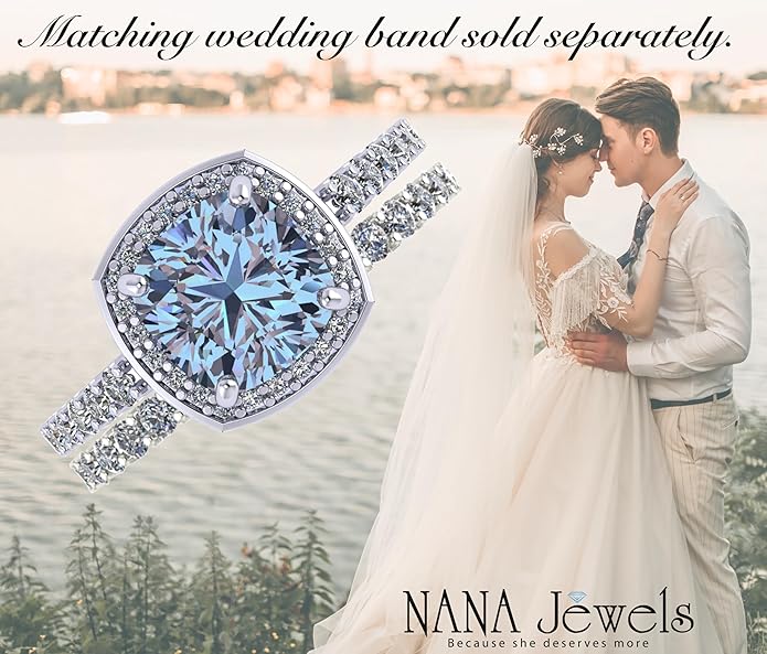 NANA Jewels Sterling Silver Engagement Rings for Women - Choose Simulated Morganite, Citrine, Aquamarine & More
