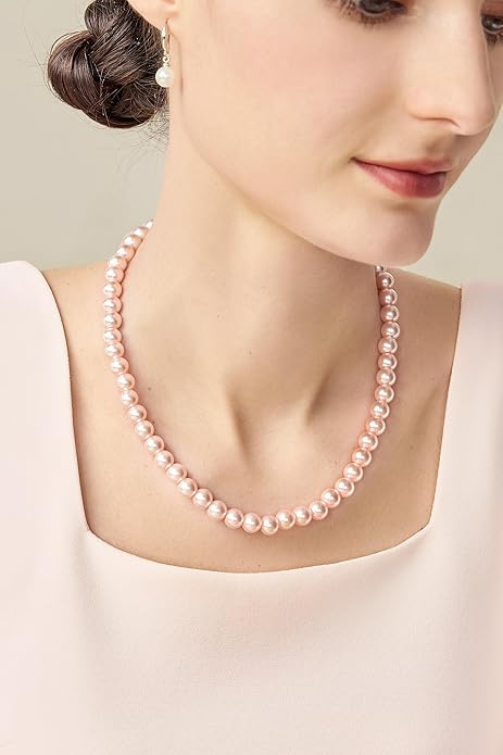 BABEYOND Round Imitation Pearl Necklace Wedding Pearl Necklace for Brides