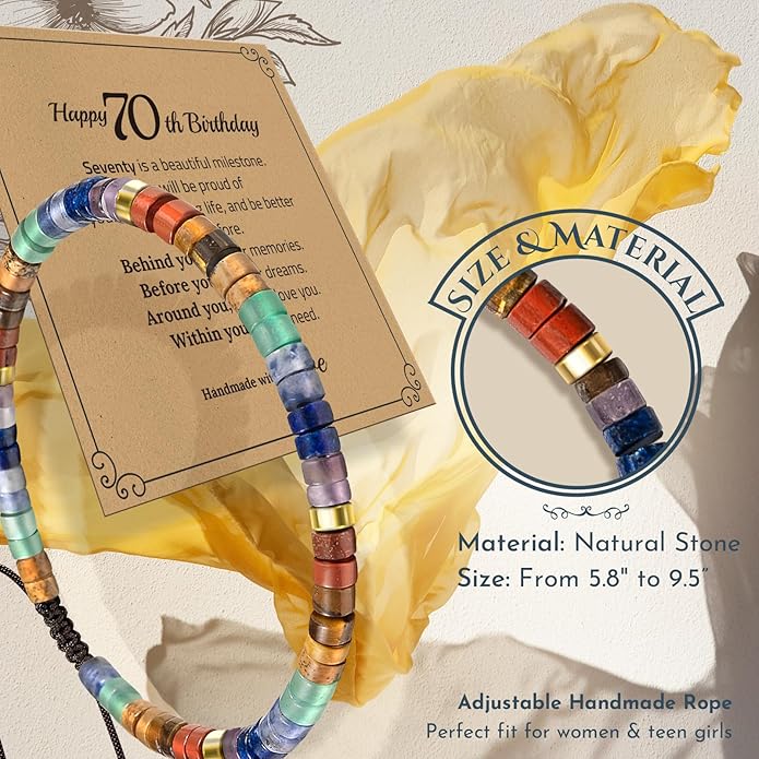 30th 40th 50th 60th 70th 80th Birthday Gifts for Women, Natural Stone Bracelet Birthday Gifts for Mom Daughter Grandma Sister Friends Coworker