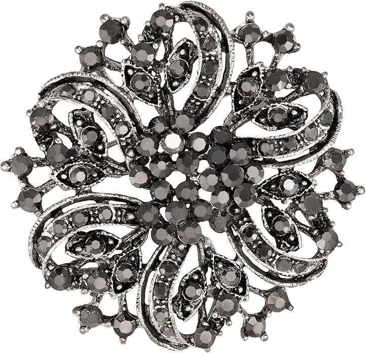 HAISWET Wedding Party Sprial Flower Crystal Rhinestone Brooch Pin for Women Jewelry