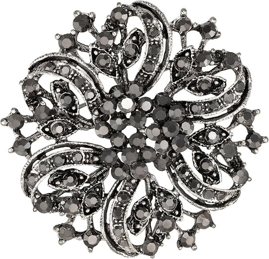 HAISWET Wedding Party Sprial Flower Crystal Rhinestone Brooch Pin for Women Jewelry