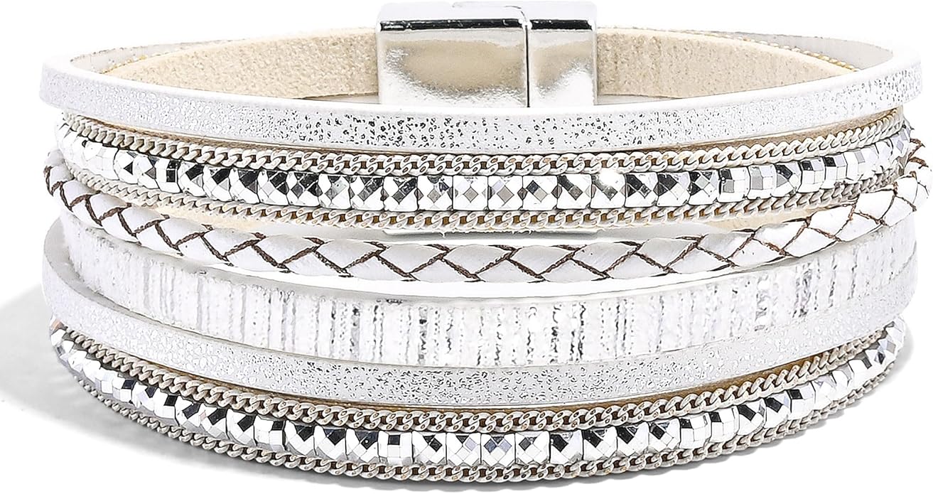 VIBILIA Boho Leather Wrap Bracelets for Women Multi-Layer Bracelets with Strong Clasp Jewelry for Women