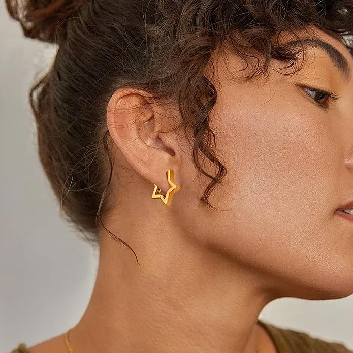 Gacimy Gold Huggie Hoop Earrings for Women 14k Gold Plated, Small Hoop Earrings for Women, 1/2 Inch Yellow Color Earrings for Women