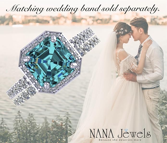 NANA Jewels Sterling Silver Engagement Rings for Women - Choose Simulated Morganite, Citrine, Aquamarine & More