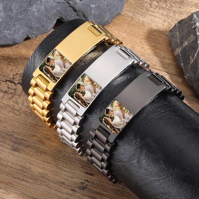 VNOX Masculine Watch Band Stainless Steel Link Bracelet Personalized Jewelry Gift for Men DAD Father Husband Boyfriend