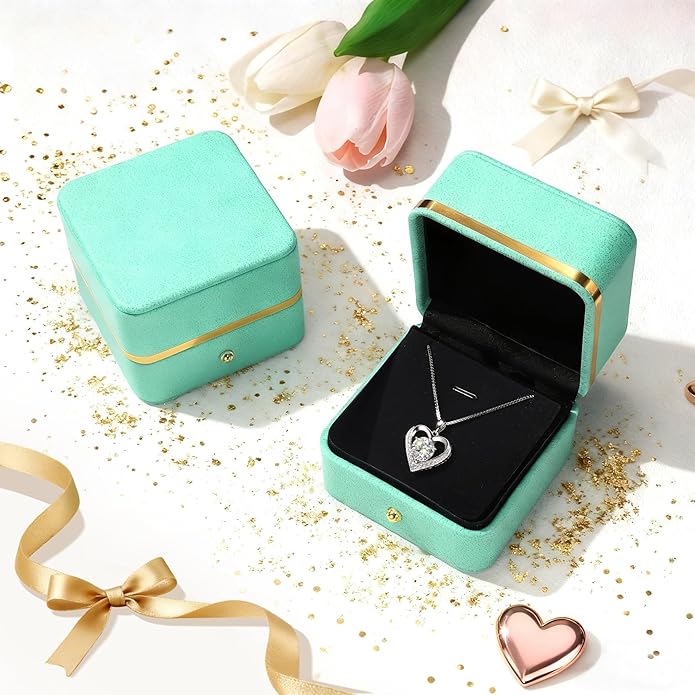 Moissanite Necklace for Women, Heart Pendant Engraved 'I Love You' Gifts for Wife, Valentine's Day Gift Anniversary Eternity Birthday Present Sterling Silver Jewelry for Her