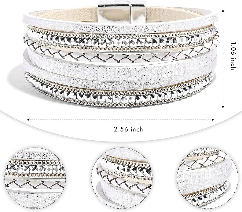 VIBILIA Boho Leather Wrap Bracelets for Women Multi-Layer Bracelets with Strong Clasp Jewelry for Women