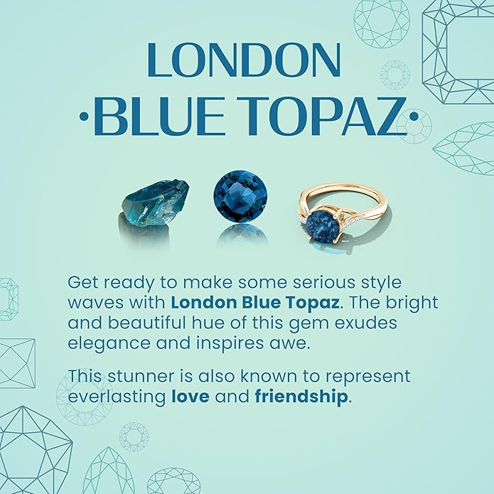 Angara Natural London Blue Topaz Solitaire Pendant for Women | Round Blue Topaz Pendant Necklace in 14K Solid Gold/Silver/Platinum With 18" Chain | December Birthday, Gemstone Jewelry Gift