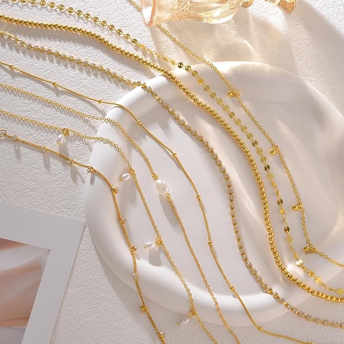 Tornito 8Pcs Waist Belly Chain CZ Heart Pearl Snake Bead Sequin Paperclip Belly Chain Summer Beach Sexy Body Chains Jewelry Accessories for Women Adjustable