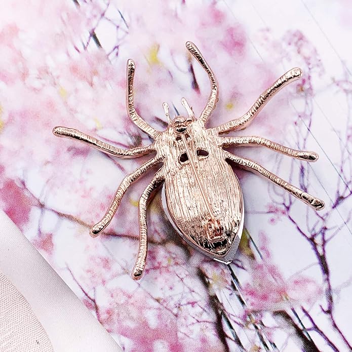 SELOVO Spider Scarf Brooch Pin Broach Crystal Jewelry Rose Gold Tone