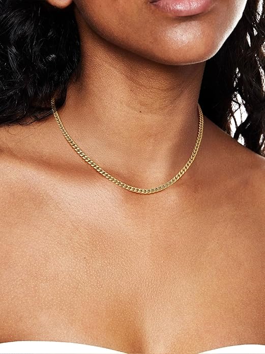 ChainsPro Chunky Cuban Link Chain Necklace for Women,Stainless Steel Silver/Gold Plated Thick Choker, 5/12/14mm Width,18" and 20" Punk Hip Hop Trendy Jewelry Gifts