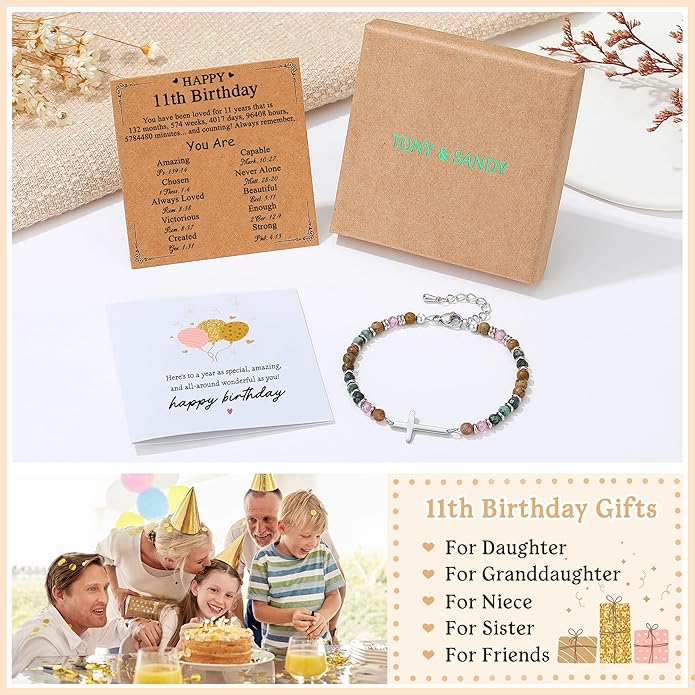 TONY & SANDY Christian Cross Bracelet for Women, Stocking Stuffers for Women, Confirmation Baptism Easter Gifts, Unique Gift for Friends Daughter Mom Sister in Christ on Birthday Christmas