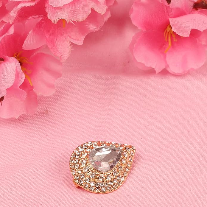 Touchstone Indian Bollywood Handcrafted Designer Jewelry Brooch Lapel Pin in Gold Or Silver Tone for Women.