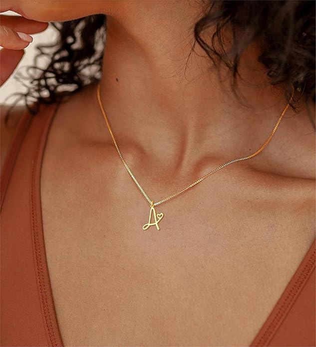 Initial Necklaces for Women Trendy, Dainty Silver Letter Necklace Cute Pendant Choker Name Necklace Personalized Costume Monogram Silver Jewelry Necklace for Women Valentines Gifts