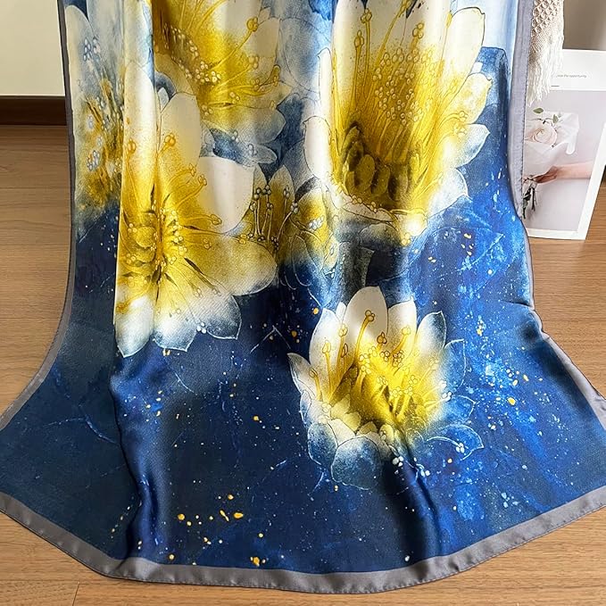 Long Silk Like Scarf Lightweight Satin Scarves Large Sunscreen Shawl Wrap for Women