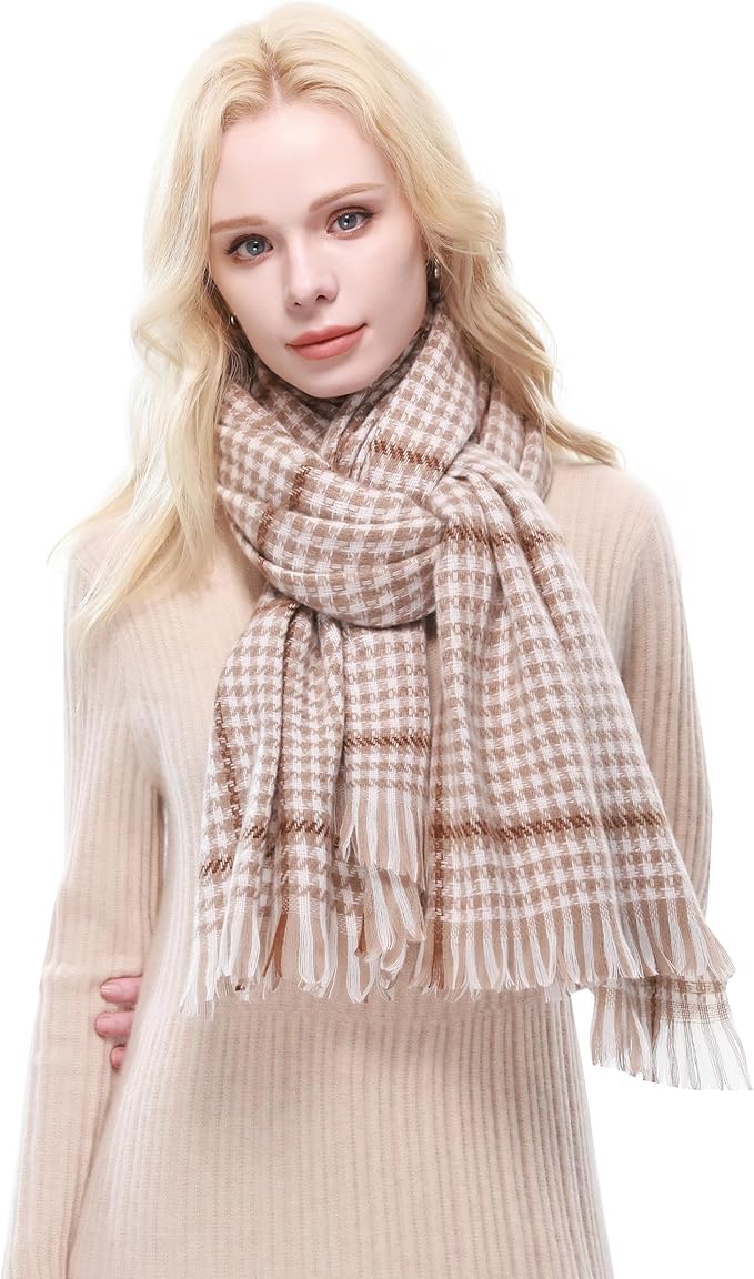 RIIQIICHY Plaid Scarf for Women Fall Winter Pashmina Scarves Wraps for Cold Weather Warm Large