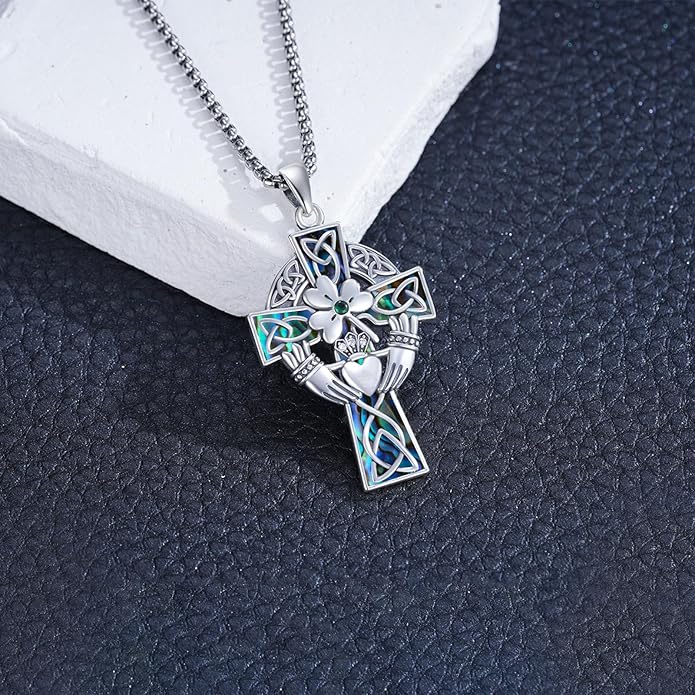 Cross Necklace for Men 925 Sterling Silver Celtic Cross Pendant Christian Jewelry Religious Christmas Gifts for Women