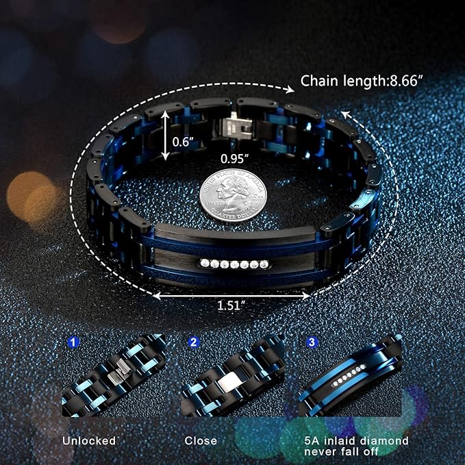 Men's Bracelet Two-Color Diamond Hip-hop Jewelry Gift Birthday Jewelry Gift Husband Boyfriend