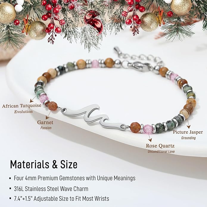 TONY & SANDY Friend Gifts for Women, Stocking Stuffers for Women, Sister Gifts from Sister, Wave Bracelet, Birthday Gifts for Woman, Bestie Friendship Bracelets, Unique Gifts for Her