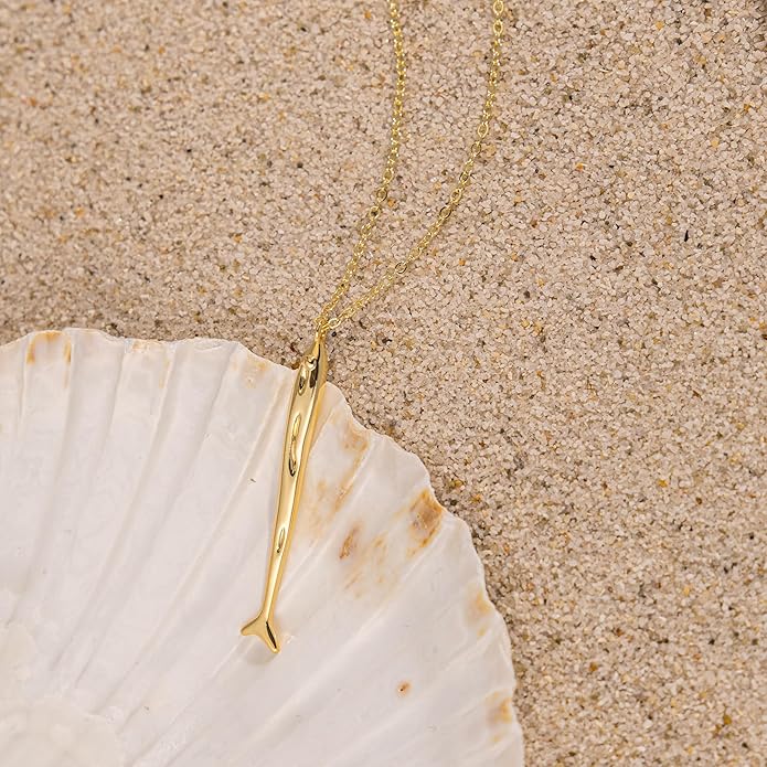 Gold Necklace for Women-14K Gold Plated Bow,Dragon,Shell, Palm Tree, Seahorse, Conch Shell,Sardines, Cowboy Boot,Bat,Bunny Pendant Beachy Jewelry for Women Gifts