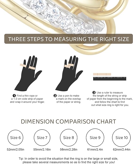 Gold Stackable Rings for Women, Non Tarnish 14K Gold Plated Cubic Zirconia Mixed Metals Stacking Connected Rings Set Jewelry Gifts