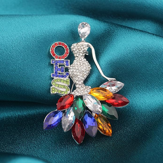 Order of The Eastern Star Gift for Women Rhinestone OES Brooch Pin OES Gift Greek Sorority Gift Paraphernalia Jewelry OES Symbol Jewelry