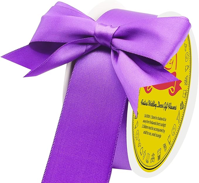 LEEQE Double Face Purple Satin Ribbon 1-1/2 inch X 50 Yards Polyester Purple Ribbon for Gift Wrapping Very Suitable for Weddings Party Invitation Decorations and More