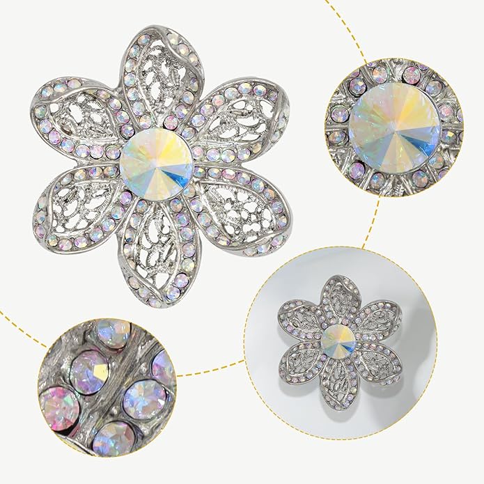 Jerler Sliver Crystal Brooch Pin Rhinestone Lapel Pin Jewelry for Women, Banquet Scarf Pearl Pins for Wedding Bridal Party